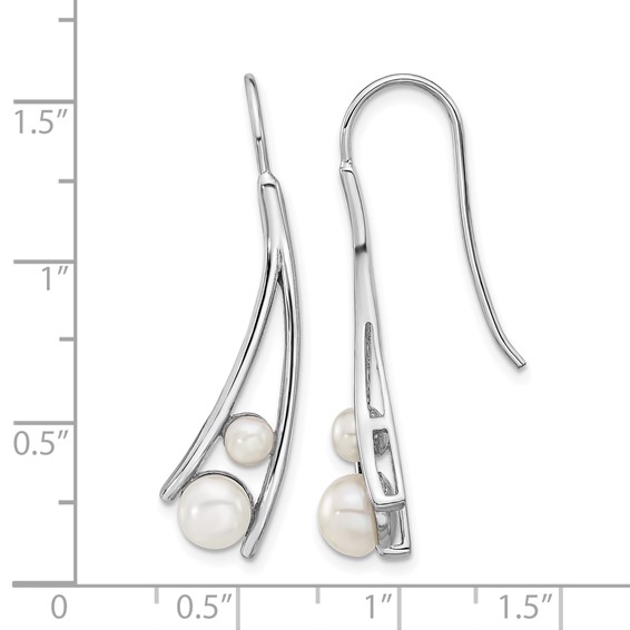 Leslie's Sterling Silver Rhodium-plated FWC Pearl Drop Earrings