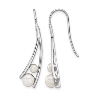 Leslie's Sterling Silver Rhodium-plated FWC Pearl Drop Earrings