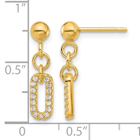 Leslie's Sterling Silver Gold-plated Polished CZ Dangle Post Earrings