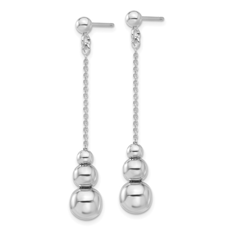 Sterling Silver Rh-plated Polished Beads Post Dangle Post Earrings