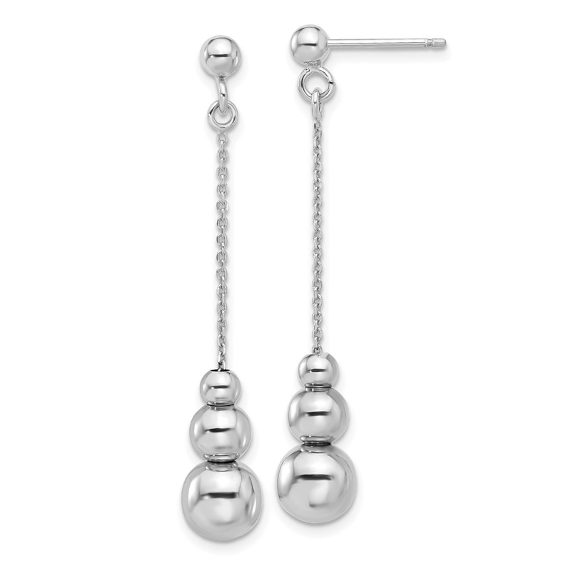 Sterling Silver Rh-plated Polished Beads Post Dangle Post Earrings