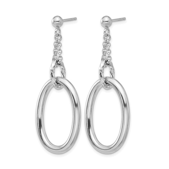 Leslie's Sterling Silver Rh-plated Oval Post Dangle Earrings