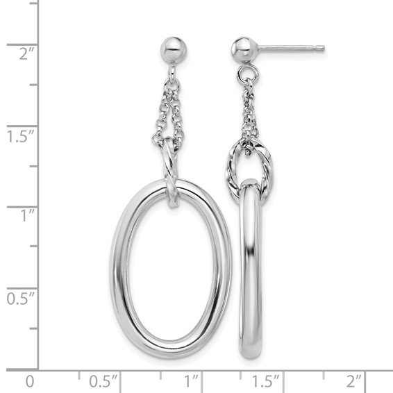 Leslie's Sterling Silver Rh-plated Oval Post Dangle Earrings