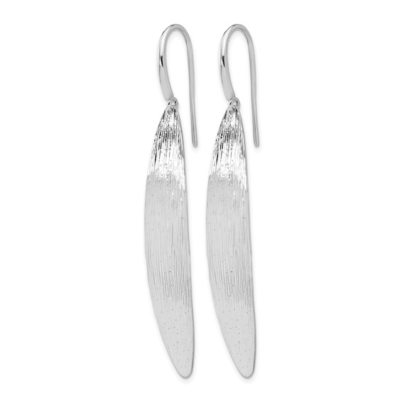 Leslie's Sterling Silver RH-plt Polished / Dia-cut Oval Shepherd Hook Earri