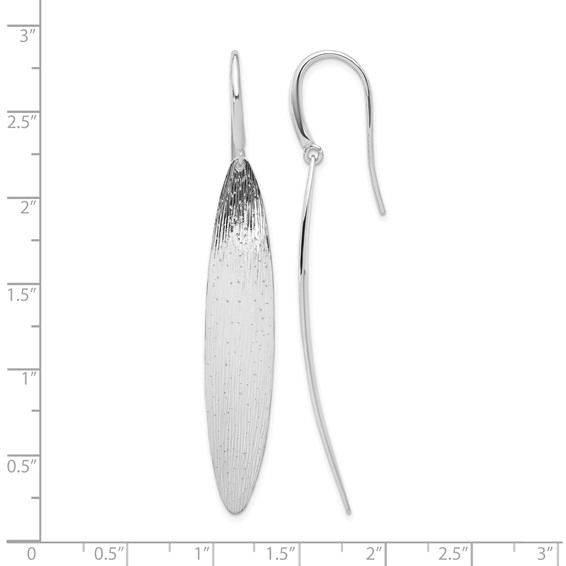 Leslie's Sterling Silver RH-plt Polished / Dia-cut Oval Shepherd Hook Earri