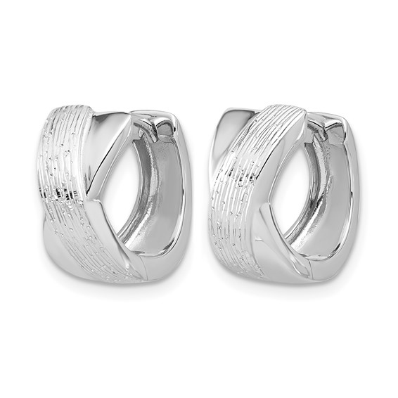 Leslie's Sterling Silver Rhodium-plated and D/C Hinged Hoop Earrings
