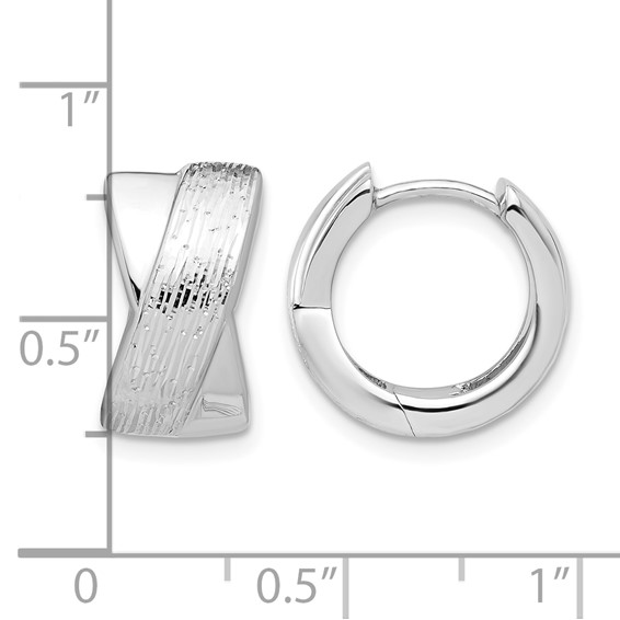 Leslie's Sterling Silver Rhodium-plated and D/C Hinged Hoop Earrings