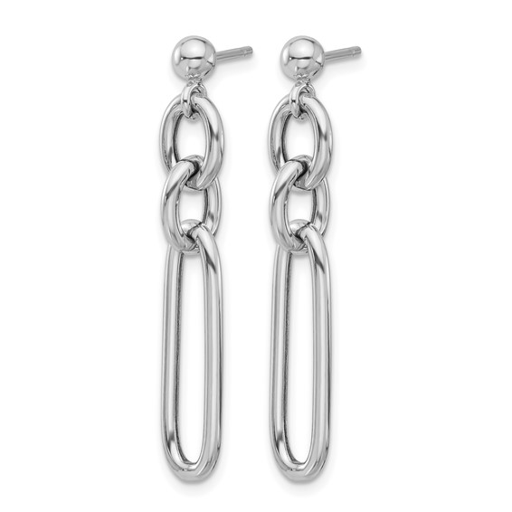 Leslie's Sterling Silver RH-plated Polished Fancy Link Post Dangle Earrings
