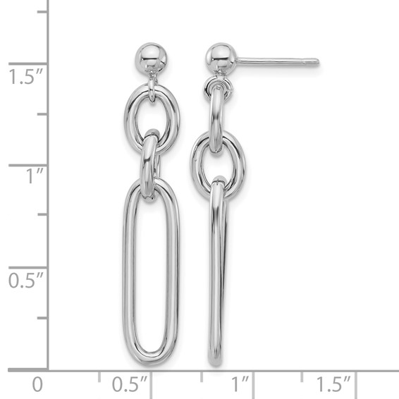 Leslie's Sterling Silver RH-plated Polished Fancy Link Post Dangle Earrings