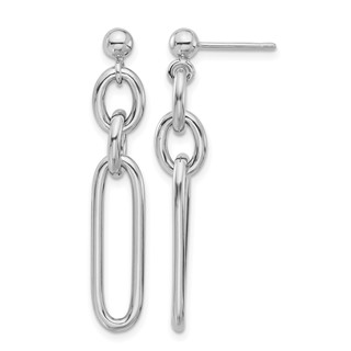 Leslie's Sterling Silver RH-plated Polished Fancy Link Post Dangle Earrings