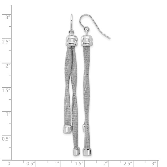 Leslie's Sterling Silver Rh-pl Twist Texture Wrapped 2-strand Twist Earring