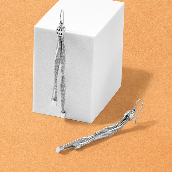 Leslie's Sterling Silver Rh-pl Twist Texture Wrapped 2-strand Twist Earring