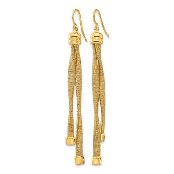 Leslie's Sterling Silver Gold-plat Twist Texture Wrapped 2-strand Earrings