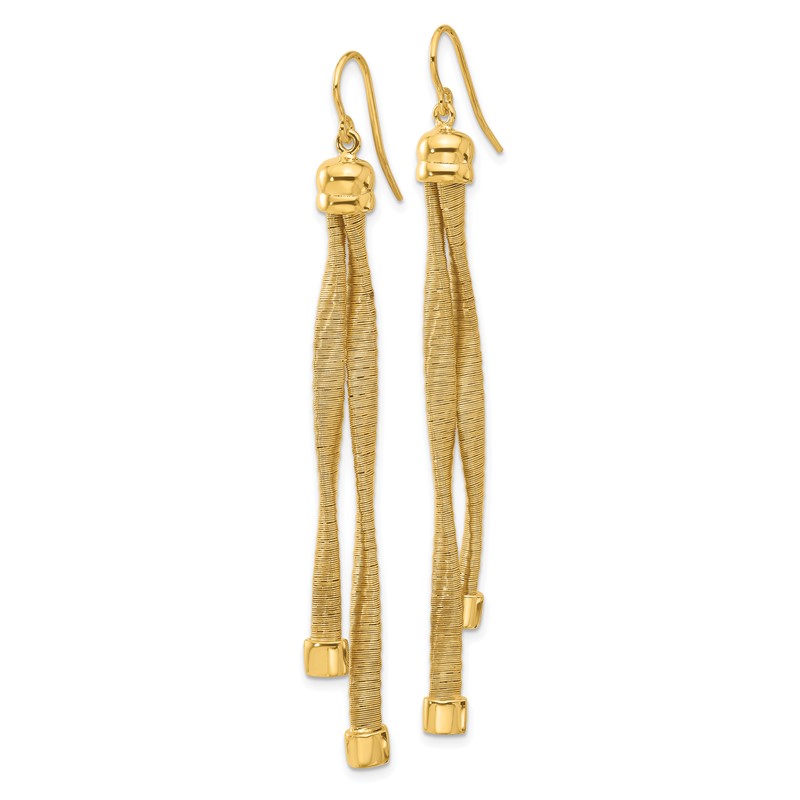 Sterling Silver Gold-plat Twist Texture Wrapped 2-strand Earrings