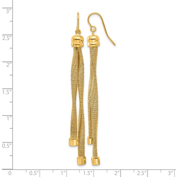 Leslie's Sterling Silver Gold-plat Twist Texture Wrapped 2-strand Earrings