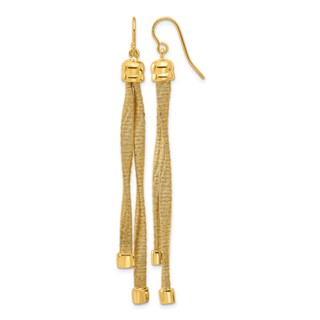 Leslie's Sterling Silver Gold-plat Twist Texture Wrapped 2-strand Earrings