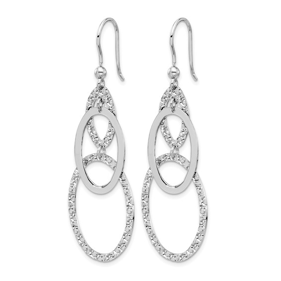 Leslie's Sterling Silver Rh-plated Polished/Textured Ovals Dangle Earrings