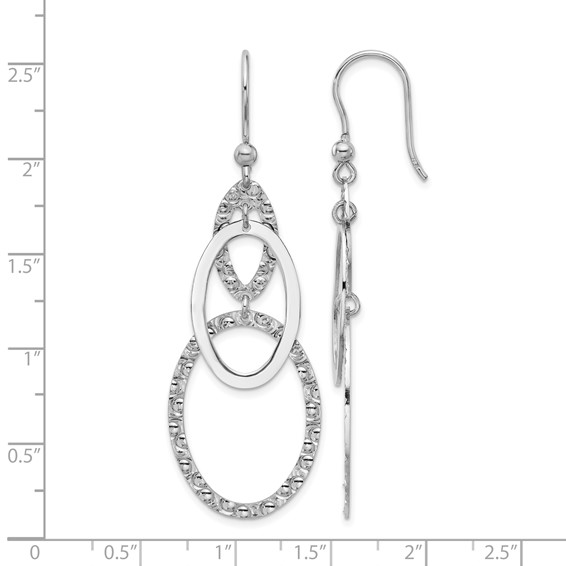 Leslie's Sterling Silver Rh-plated Polished/Textured Ovals Dangle Earrings