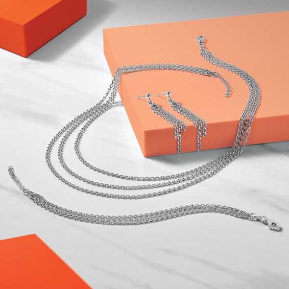 Leslie's Sterling Silver Rh-plated Polished 3-Strand Post Dangle Earrings