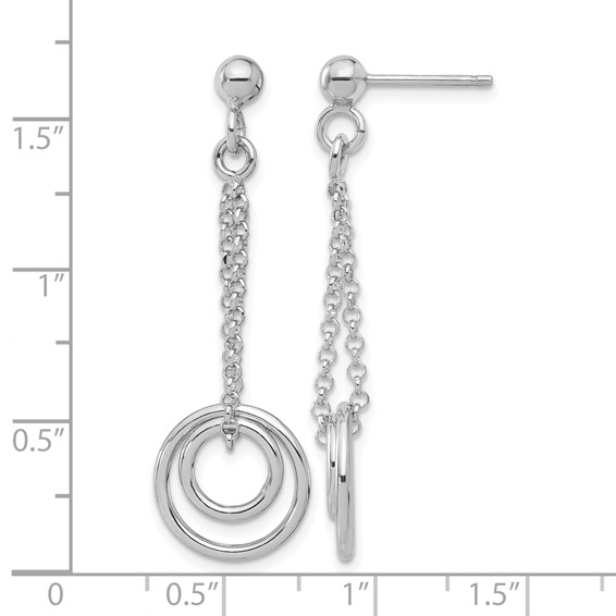 Leslie's Sterling Silver Rh-plated Polished Circles on Chain Dangle Earring