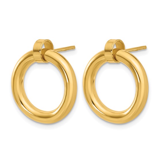 Leslie's Sterling Silver Gold-tone Polished Circle Post Dangle Earrings