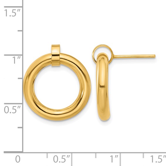 Leslie's Sterling Silver Gold-tone Polished Circle Post Dangle Earrings