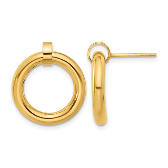 Leslie's Sterling Silver Gold-tone Polished Circle Post Dangle Earrings