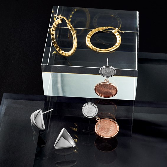 Leslie's Sterling Silver Rh-plated Polished Hollow Triangle Post Earrings