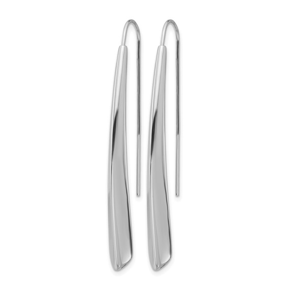 Leslie's Sterling Silver Rhodium-plate Polished Drop Bar Threader Earrings