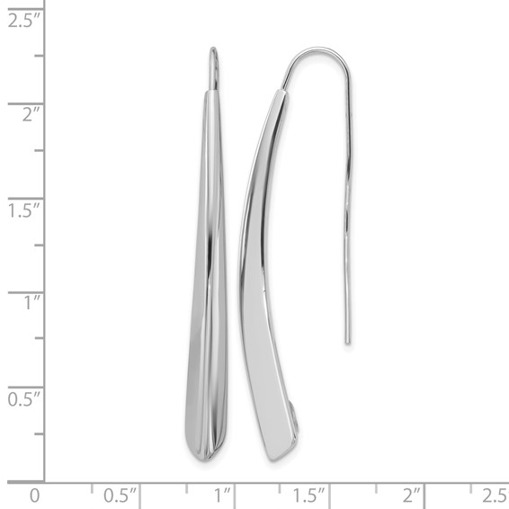 Leslie's Sterling Silver Rhodium-plate Polished Drop Bar Threader Earrings
