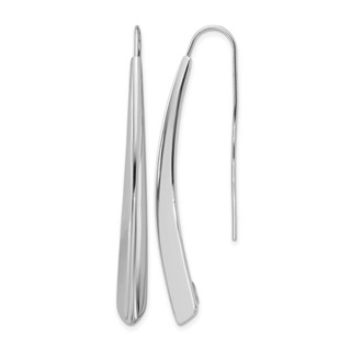 Leslie's Sterling Silver Rhodium-plate Polished Drop Bar Threader Earrings