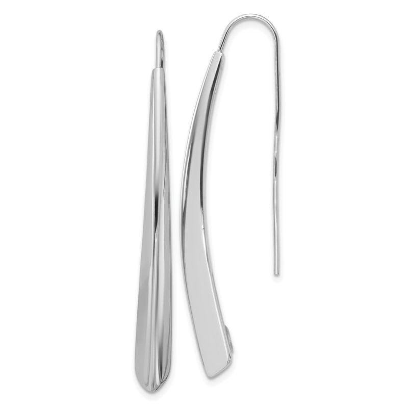 Sterling Silver Rhodium-plate Polished Drop Bar Threader Earrings