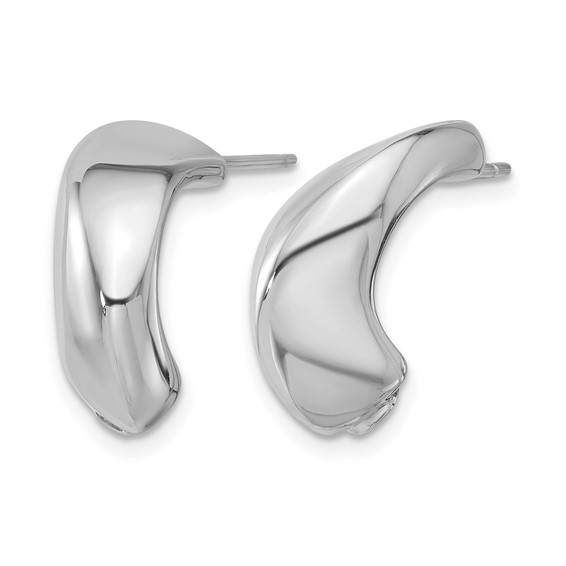 Leslie's Sterling Silver Rhodium-plated Polished J-Hoop Earrings