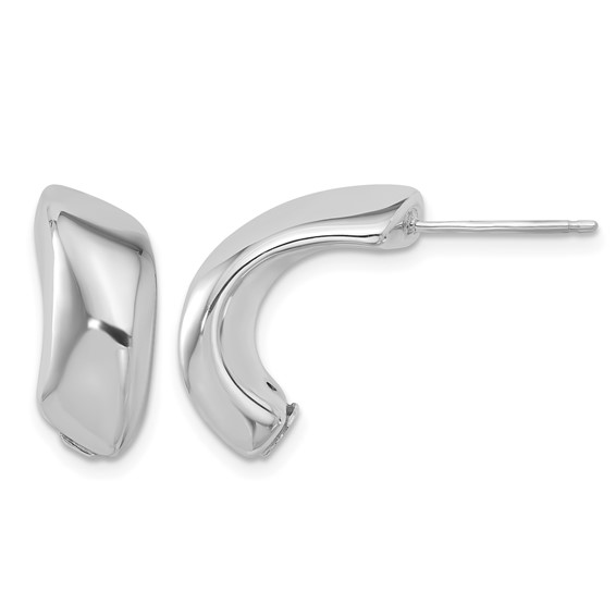 Leslie's Sterling Silver Rhodium-plated Polished J-Hoop Earrings