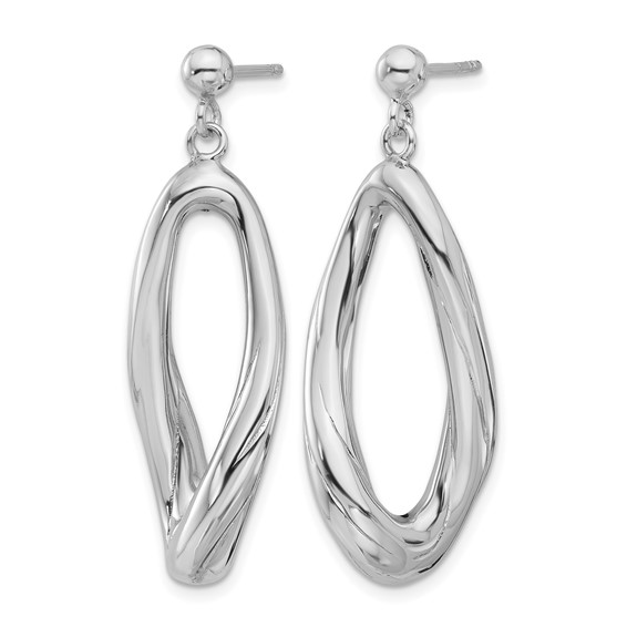 Leslie's Sterling Silver Rhodium-plated Polished Dangle Post Earrings