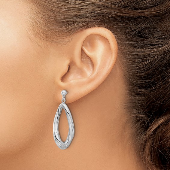 Leslie's Sterling Silver Rhodium-plated Polished Dangle Post Earrings