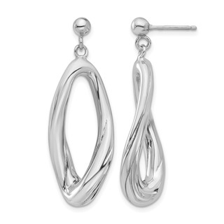 Leslie's Sterling Silver Rhodium-plated Polished Dangle Post Earrings