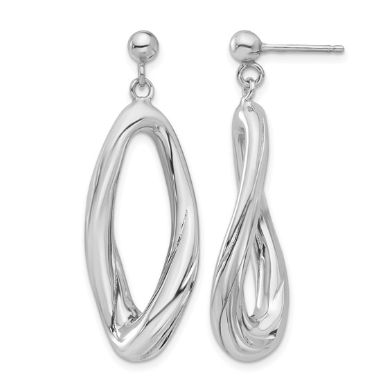 Leslie's Sterling Silver Rhodium-plated Polished Dangle Post Earrings