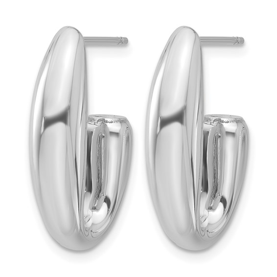 Leslie's Sterling Silver Rhodium-plated Polished J-Hoop Earrings