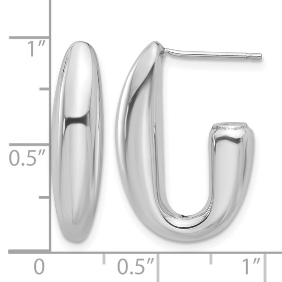 Leslie's Sterling Silver Rhodium-plated Polished J-Hoop Earrings