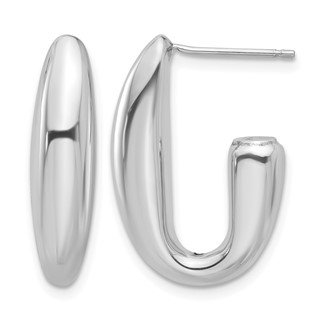 Leslie's Sterling Silver Rhodium-plated Polished J-Hoop Earrings