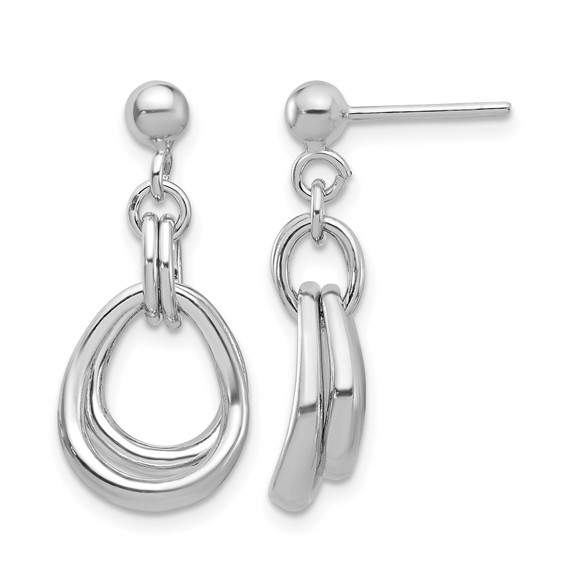 Leslie's Sterling Silver Rhodium-plated Polished Post Dangle Earrings