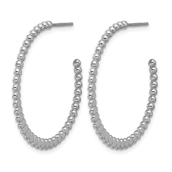 Leslie's Sterling Silver Polished Dots J-Hoop Earrings