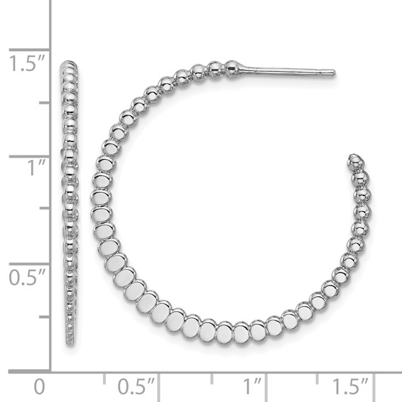 Leslie's Sterling Silver Polished Dots J-Hoop Earrings