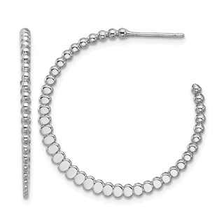 Leslie's Sterling Silver Polished Dots J-Hoop Earrings