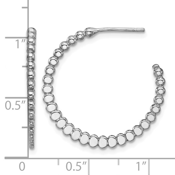 Leslie's Sterling Silver Rhodium-plated Polished J-Hoop Earrings