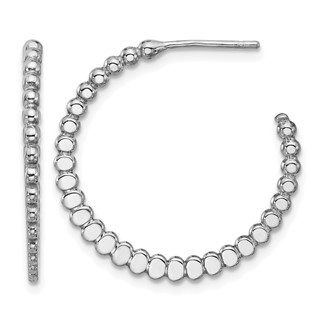 Leslie's Sterling Silver Rhodium-plated Polished J-Hoop Earrings