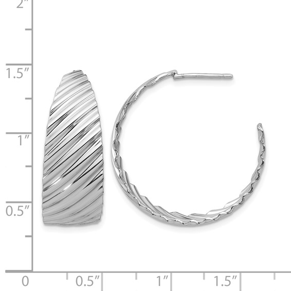 Leslie's Sterling Silver Polished and Grooved J-Hoop Earrings