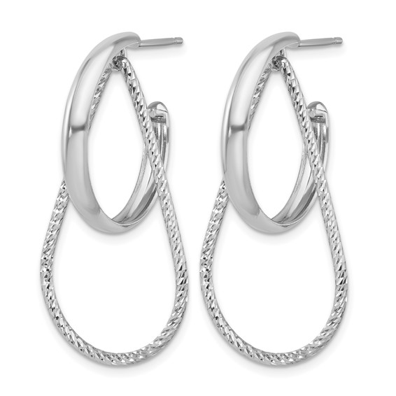 Leslie's Sterling Silver Rh-plated Polished and Diamond-cut  Dangle Earring