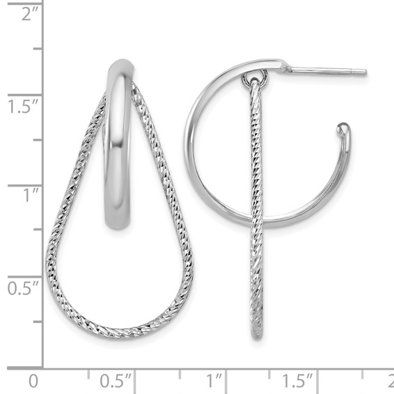 Leslie's Sterling Silver Rh-plated Polished and Diamond-cut  Dangle Earring